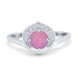 Filigree Engagement Ring Round Simulated Cubic Zirconia 925 Sterling Silver