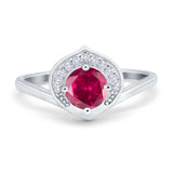 Filigree Engagement Ring Round Simulated Cubic Zirconia 925 Sterling Silver