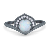 Filigree Engagement Ring Round Simulated Cubic Zirconia 925 Sterling Silver