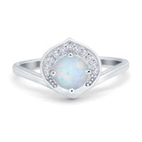 Filigree Engagement Ring Round Simulated Cubic Zirconia 925 Sterling Silver