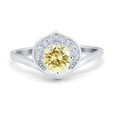 Filigree Engagement Ring Round Simulated Cubic Zirconia 925 Sterling Silver