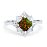 Vintage Princess Cut Wedding Ring Simulated Cubic Zirconia 925 Sterling Silver