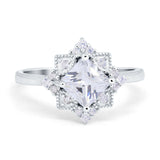 Vintage Princess Cut Wedding Ring Simulated Cubic Zirconia 925 Sterling Silver