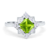 Vintage Princess Cut Wedding Ring Simulated Cubic Zirconia 925 Sterling Silver