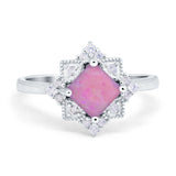 Vintage Princess Cut Wedding Ring Simulated Cubic Zirconia 925 Sterling Silver
