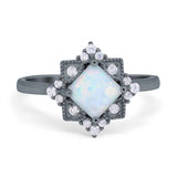 Vintage Princess Cut Wedding Ring Simulated Cubic Zirconia 925 Sterling Silver