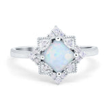 Vintage Princess Cut Wedding Ring Simulated Cubic Zirconia 925 Sterling Silver
