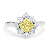 Vintage Princess Cut Wedding Ring Simulated Cubic Zirconia 925 Sterling Silver