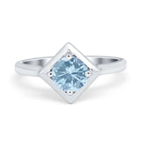 Round Solitaire Engagement Ring Simulated Cubic Zirconia 925 Sterling Silver