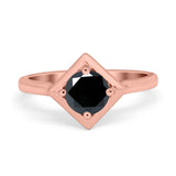 Round Solitaire Engagement Ring Simulated Cubic Zirconia 925 Sterling Silver