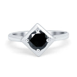 Round Solitaire Engagement Ring Simulated Cubic Zirconia 925 Sterling Silver