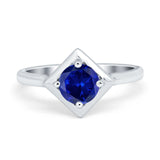 Round Solitaire Engagement Ring Simulated Cubic Zirconia 925 Sterling Silver