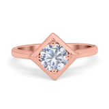 Round Solitaire Engagement Ring Simulated Cubic Zirconia 925 Sterling Silver