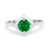 Round Solitaire Engagement Ring Simulated Cubic Zirconia 925 Sterling Silver