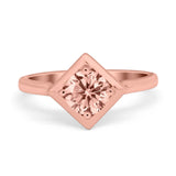 Round Solitaire Engagement Ring Simulated Cubic Zirconia 925 Sterling Silver