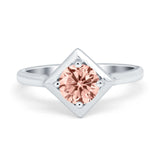 Round Solitaire Engagement Ring Simulated Cubic Zirconia 925 Sterling Silver