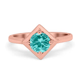 Round Solitaire Engagement Ring Simulated Cubic Zirconia 925 Sterling Silver