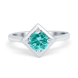 Round Solitaire Engagement Ring Simulated Cubic Zirconia 925 Sterling Silver