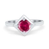 Round Solitaire Engagement Ring Simulated Cubic Zirconia 925 Sterling Silver