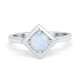 Round Solitaire Engagement Ring Simulated Cubic Zirconia 925 Sterling Silver