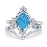 Two Piece Art Deco Engagement Ring Simulated Cubic Zirconia 925 Sterling Silver