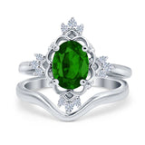 Two Piece Art Deco Engagement Ring Simulated Cubic Zirconia 925 Sterling Silver