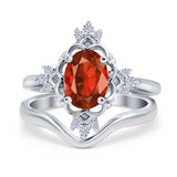 Two Piece Art Deco Engagement Ring Simulated Cubic Zirconia 925 Sterling Silver
