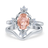 Two Piece Art Deco Engagement Ring Simulated Cubic Zirconia 925 Sterling Silver
