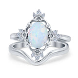 Two Piece Art Deco Engagement Ring Simulated Cubic Zirconia 925 Sterling Silver