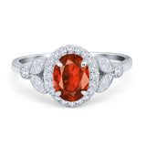 Oval Art Deco Engagement Ring Round Simulated Cubic Zirconia 925 Sterling Silver