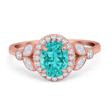 Oval Art Deco Engagement Ring Round Simulated Cubic Zirconia 925 Sterling Silver