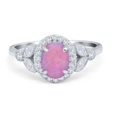 Oval Art Deco Engagement Ring Round Simulated Cubic Zirconia 925 Sterling Silver
