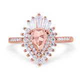 Pear Engagement Ring Baguette Simulated Cubic Zirconia 925 Sterling Silver