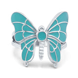 Beautiful Butterfly Ring Solitaire Simulated Turquoise 925 Sterling Silver