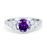 Filigree Wedding Ring Round Simulated Cubic Zirconia 925 Sterling Silver