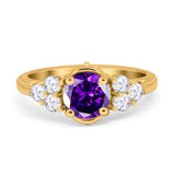 Filigree Wedding Ring Round Simulated Cubic Zirconia 925 Sterling Silver