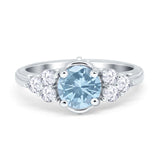 Filigree Wedding Ring Round Simulated Cubic Zirconia 925 Sterling Silver