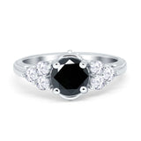 Filigree Wedding Ring Round Simulated Cubic Zirconia 925 Sterling Silver