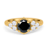 Filigree Wedding Ring Round Simulated Cubic Zirconia 925 Sterling Silver