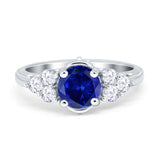 Filigree Wedding Ring Round Simulated Cubic Zirconia 925 Sterling Silver