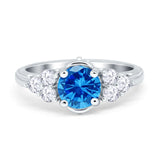 Filigree Wedding Ring Round Simulated Cubic Zirconia 925 Sterling Silver