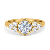 Filigree Wedding Ring Round Simulated Cubic Zirconia 925 Sterling Silver