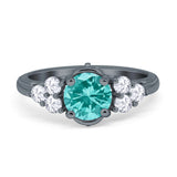 Filigree Wedding Ring Round Simulated Cubic Zirconia 925 Sterling Silver