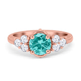 Filigree Wedding Ring Round Simulated Cubic Zirconia 925 Sterling Silver