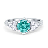 Filigree Wedding Ring Round Simulated Cubic Zirconia 925 Sterling Silver