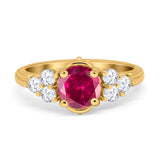 Filigree Wedding Ring Round Simulated Cubic Zirconia 925 Sterling Silver