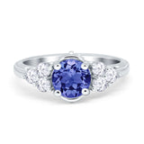 Filigree Wedding Ring Round Simulated Cubic Zirconia 925 Sterling Silver