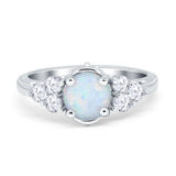 Filigree Wedding Ring Round Simulated Cubic Zirconia 925 Sterling Silver