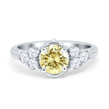 Filigree Wedding Ring Round Simulated Cubic Zirconia 925 Sterling Silver