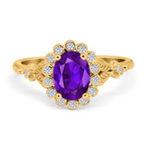 Vintage Oval Engagement Ring Simulated Cubic Zirconia 925 Sterling Silver